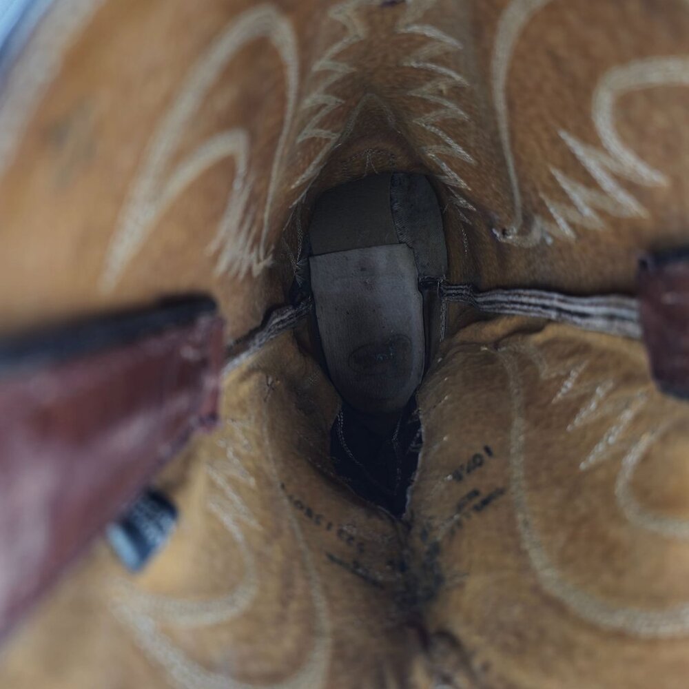 Justin Exotic Shark Boots Men size 10.5B Dark Brown Leather Cowboy Western Boots - Picture 12 of 13
